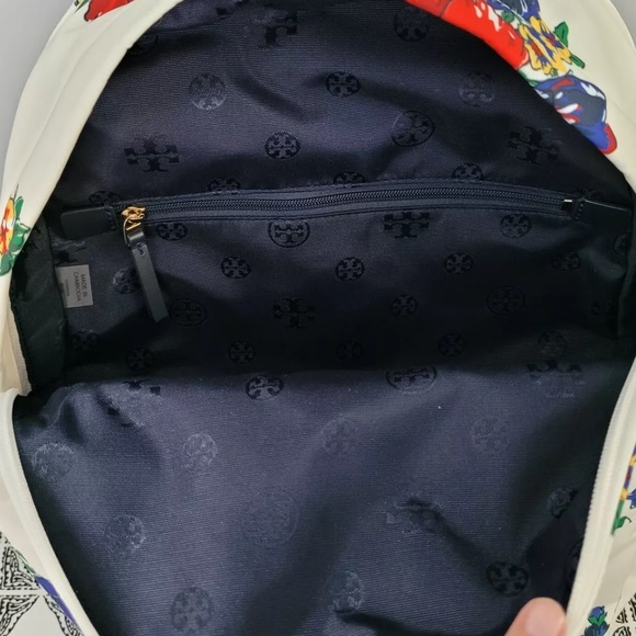 Tory Burch ella printed backpack navy floral red - Picture 3 of 5